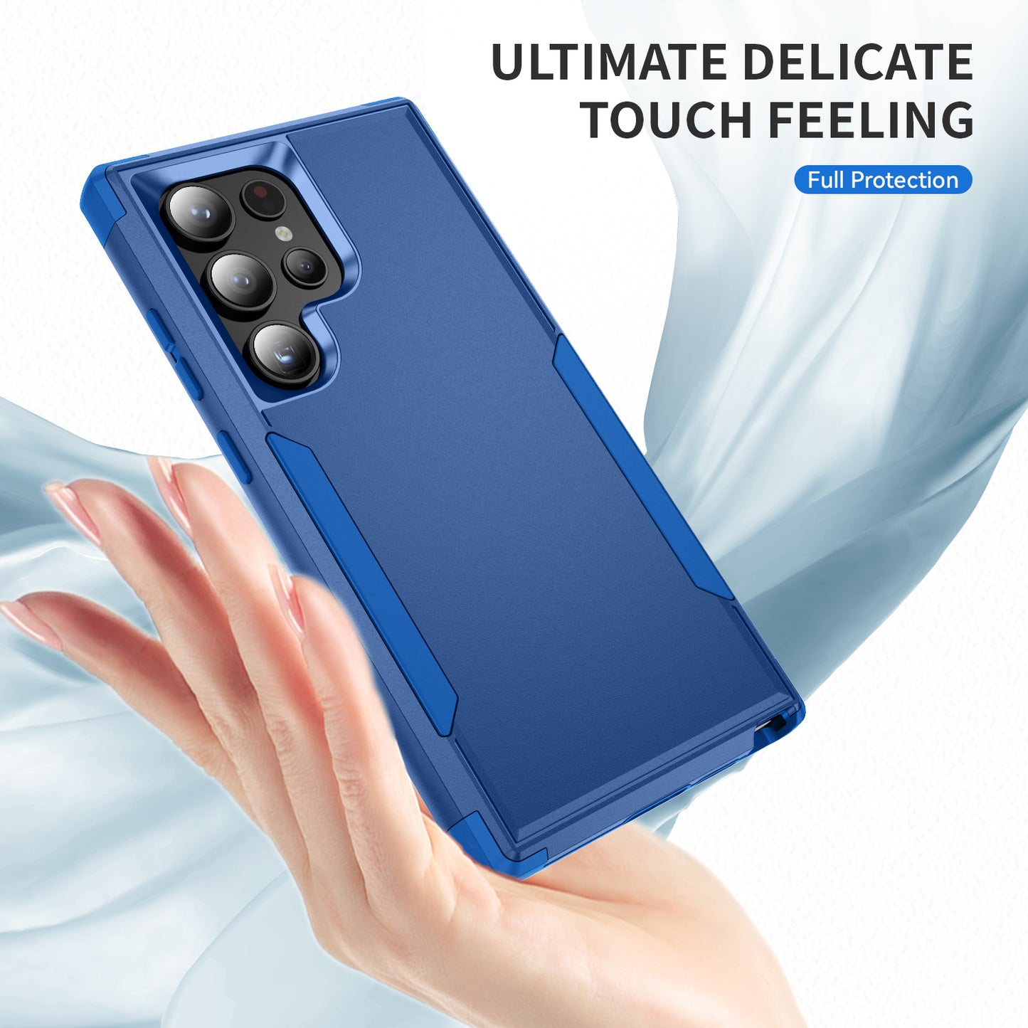 Commuter Series For Samsung Galaxy S24 Ultra Cell Phone Case TPU+PC Back Shell - Sapphire