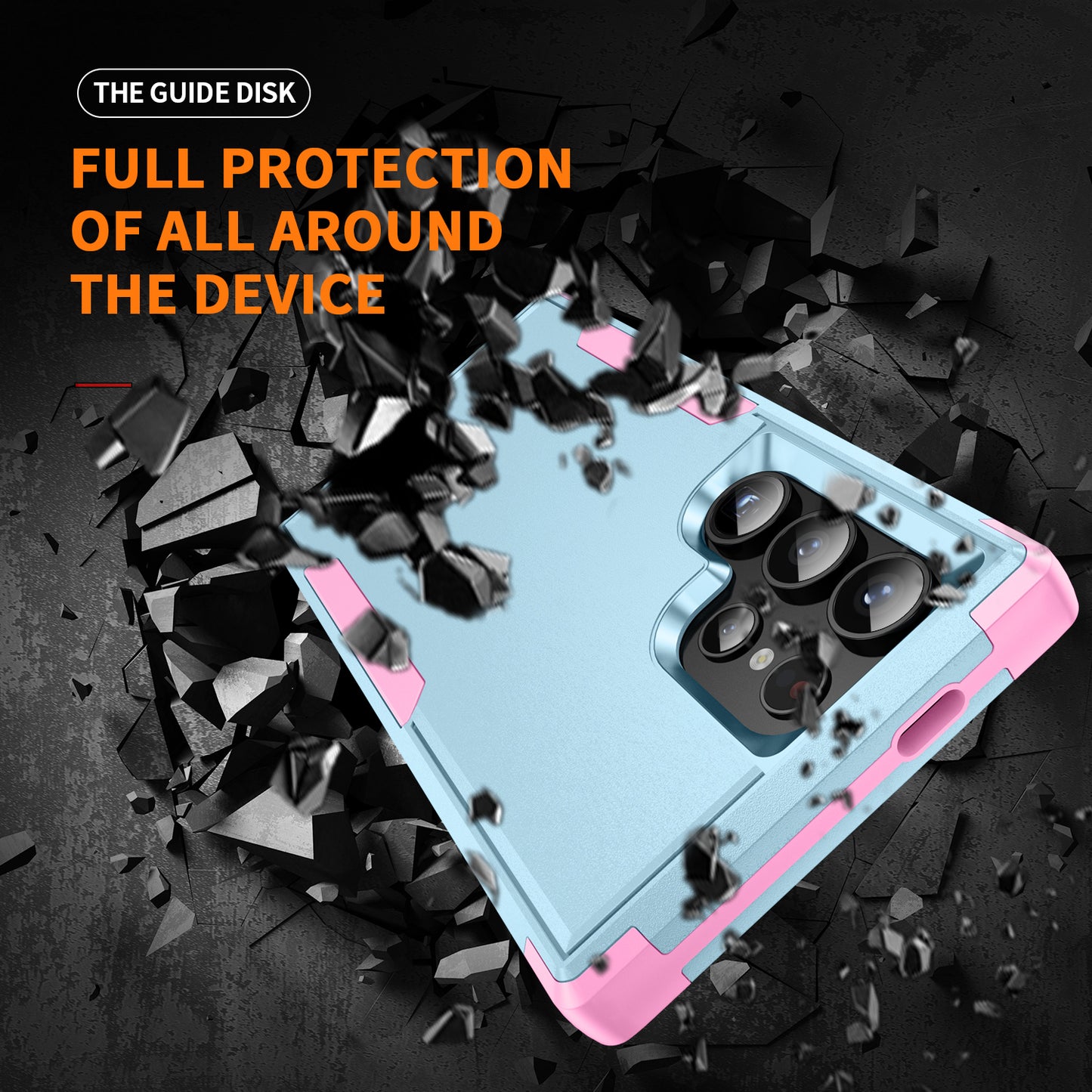 Commuter Series For Samsung Galaxy S24 Ultra Cell Phone Case TPU+PC Back Shell - Grey Green  /  Pink