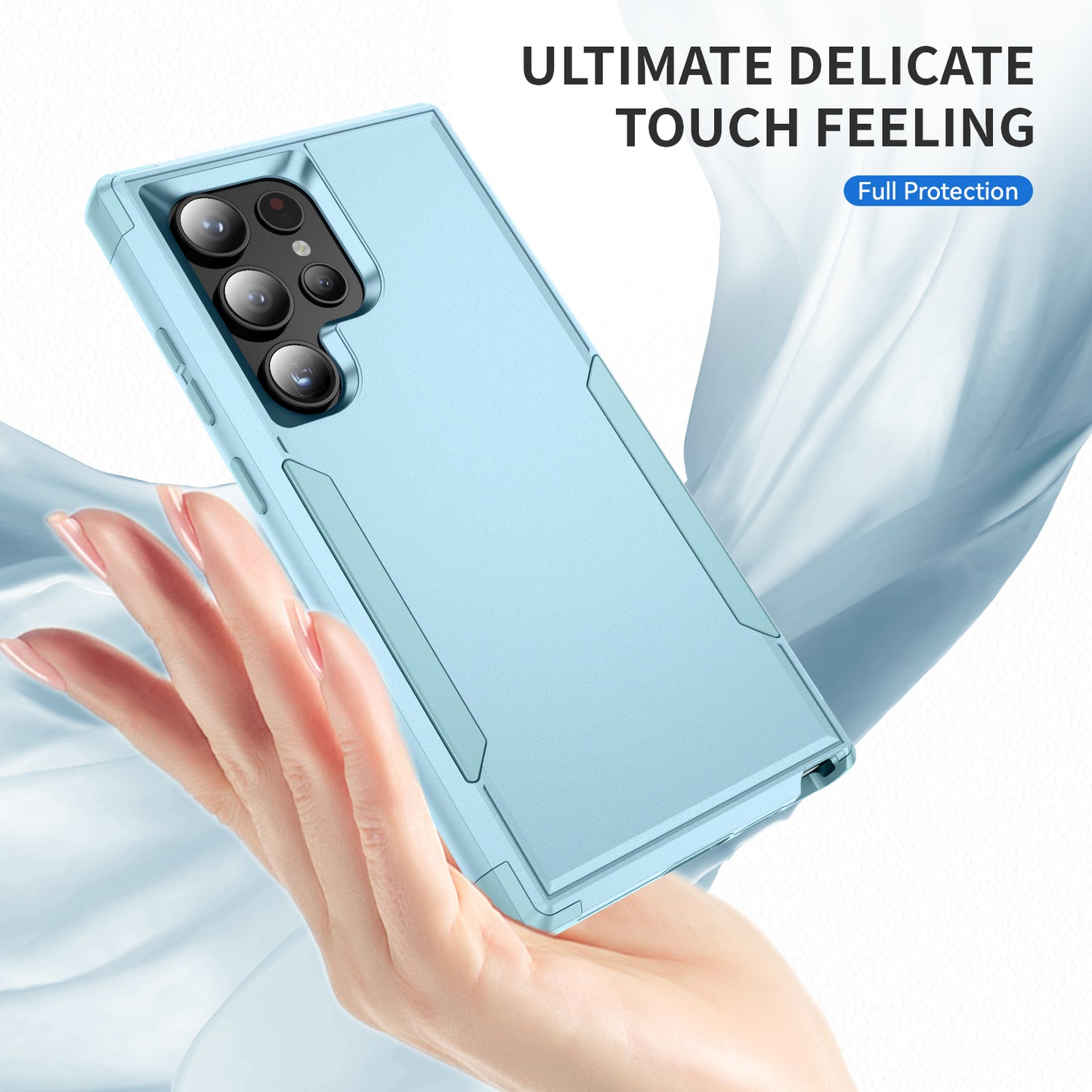 Commuter Series For Samsung Galaxy S24 Ultra Cell Phone Case TPU+PC Back Shell - Grey Green  /  Blue