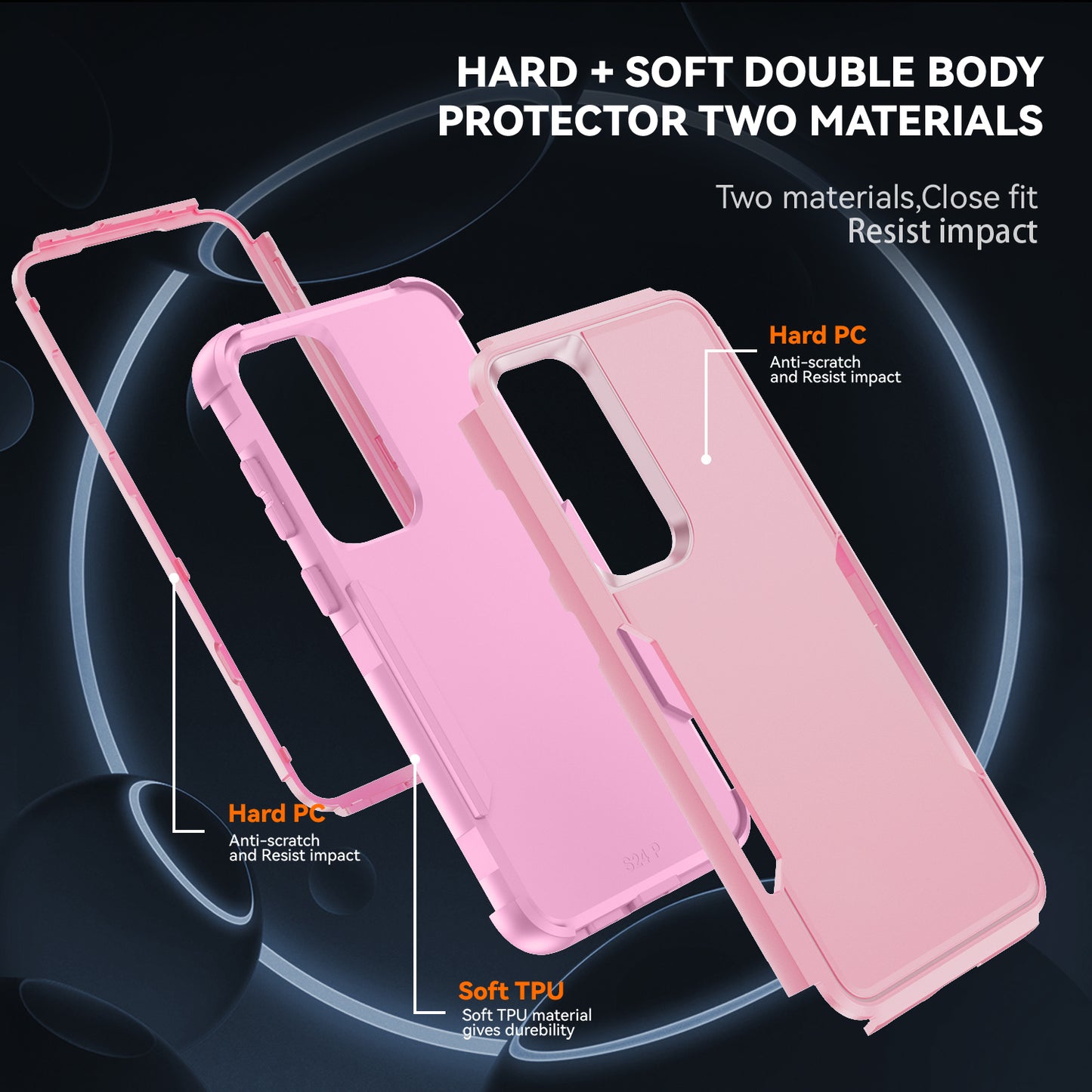 Commuter Series For Samsung Galaxy S24+ Back Case 3-in-1 Shockproof TPU+PC Phone Cover - Pink