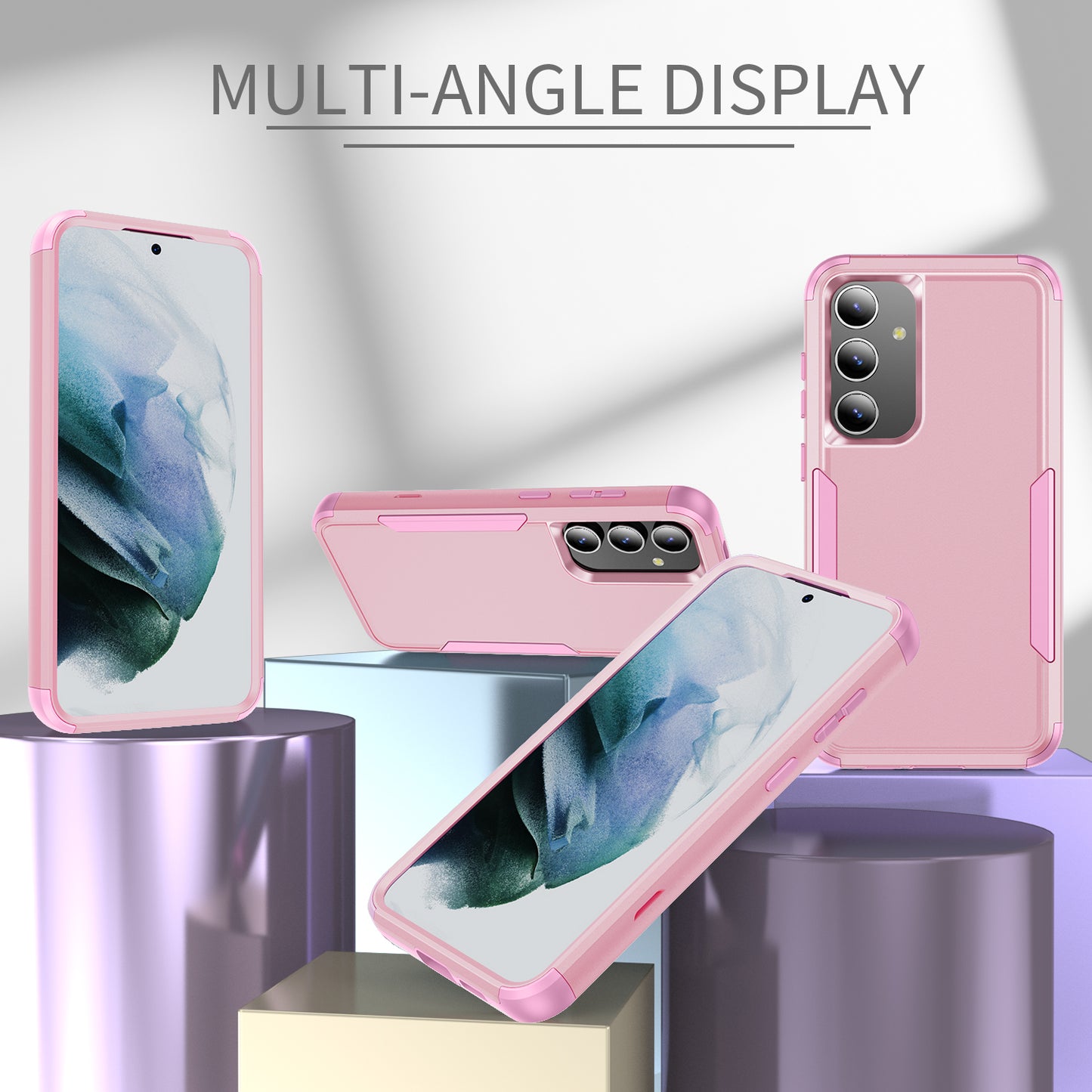 Commuter Series For Samsung Galaxy S24+ Back Case 3-in-1 Shockproof TPU+PC Phone Cover - Pink