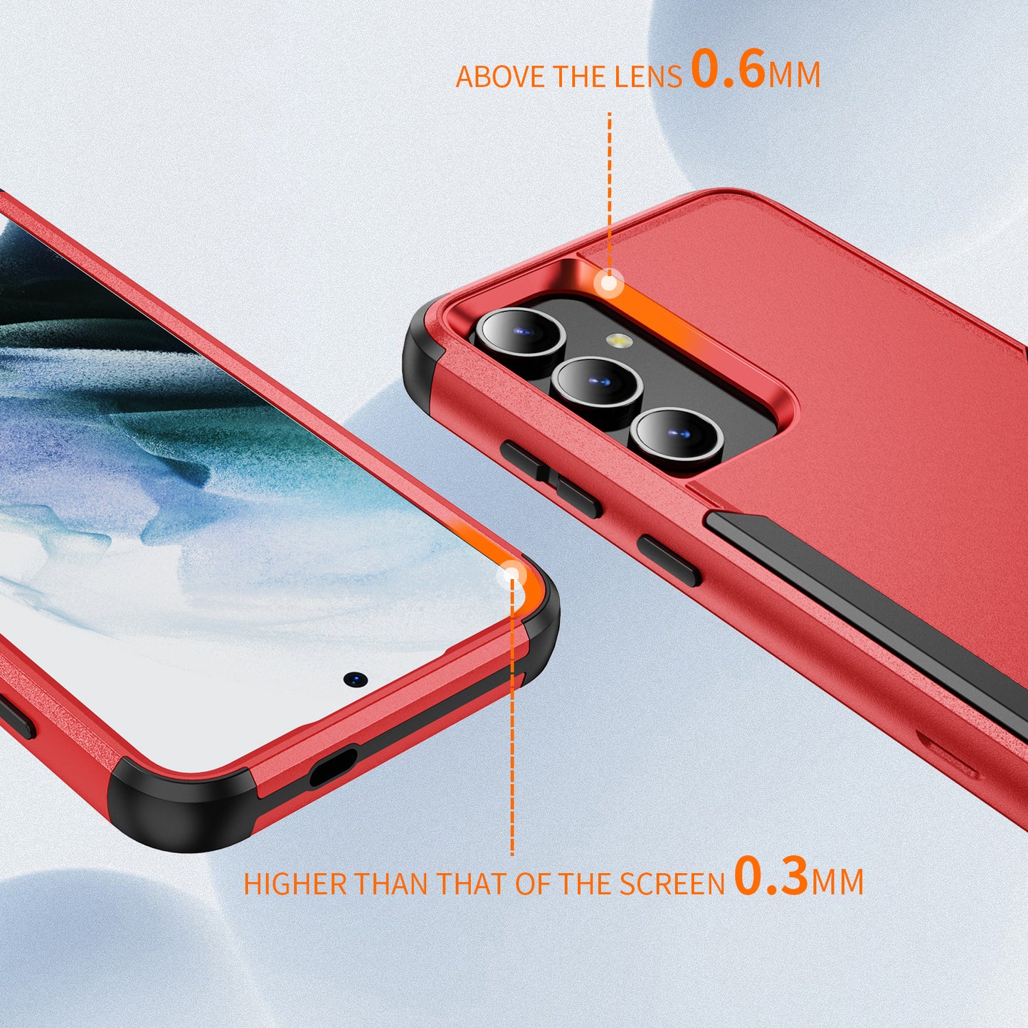 Commuter Series For Samsung Galaxy S24+ Back Case 3-in-1 Shockproof TPU+PC Phone Cover - Red  /  Black