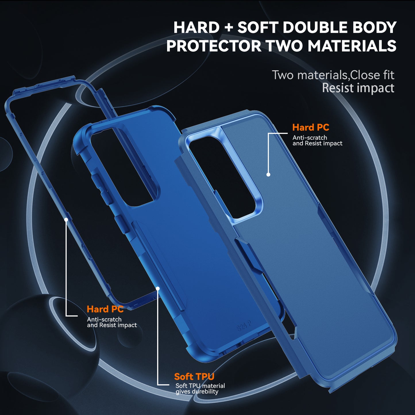 Commuter Series For Samsung Galaxy S24+ Back Case 3-in-1 Shockproof TPU+PC Phone Cover - Sapphire