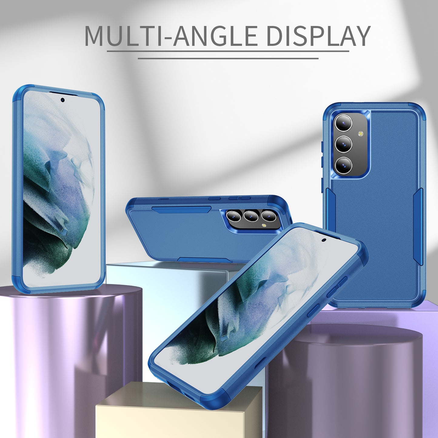 Commuter Series For Samsung Galaxy S24+ Back Case 3-in-1 Shockproof TPU+PC Phone Cover - Sapphire