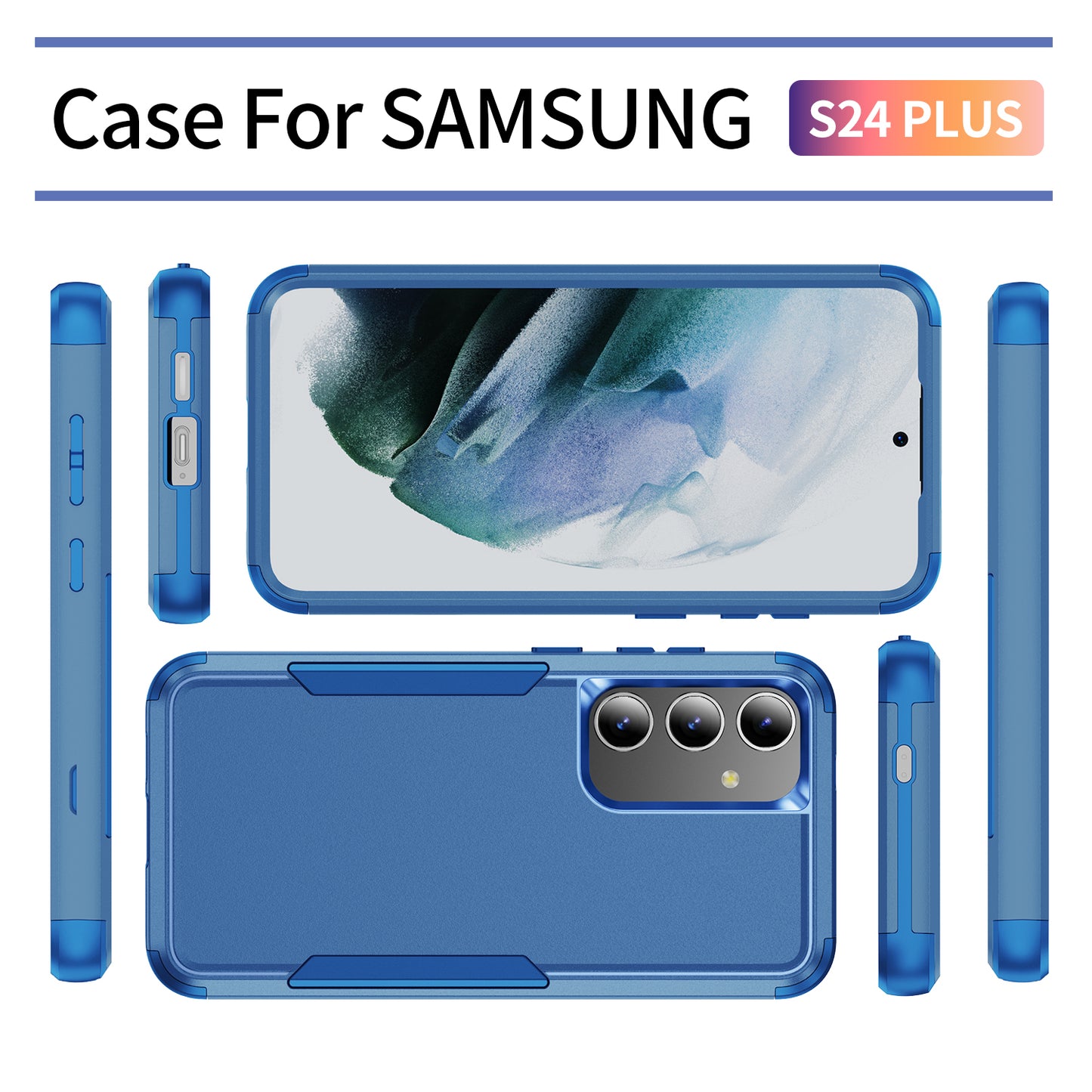Commuter Series For Samsung Galaxy S24+ Back Case 3-in-1 Shockproof TPU+PC Phone Cover - Sapphire