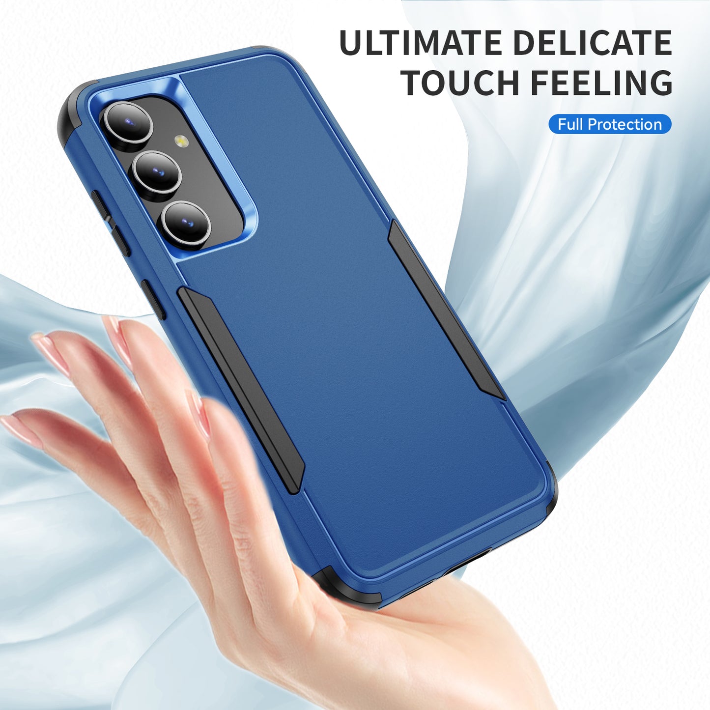 Commuter Series For Samsung Galaxy S24+ Back Case 3-in-1 Shockproof TPU+PC Phone Cover - Sapphire  /  Black