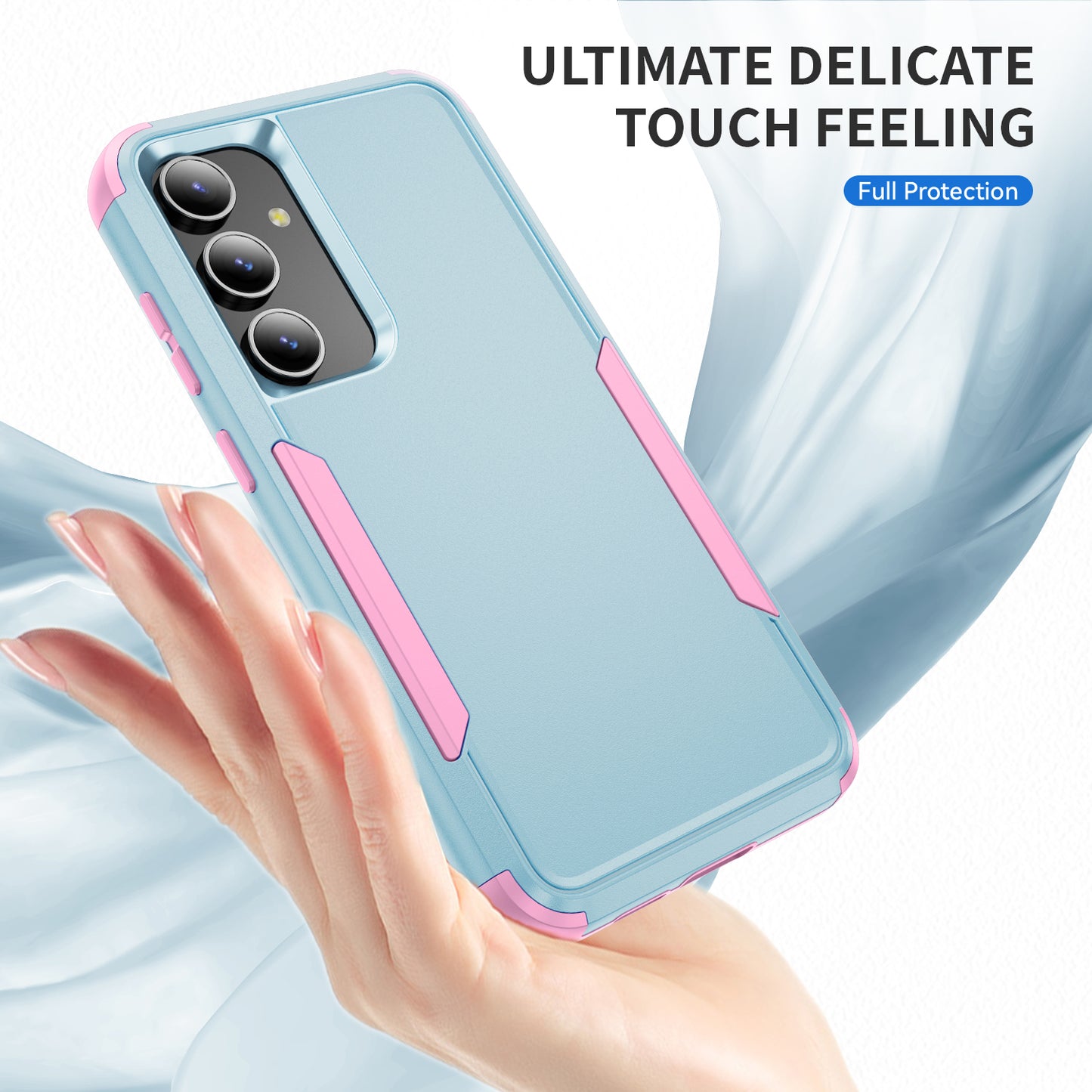 Commuter Series For Samsung Galaxy S24+ Back Case 3-in-1 Shockproof TPU+PC Phone Cover - Grey Green  /  Pink