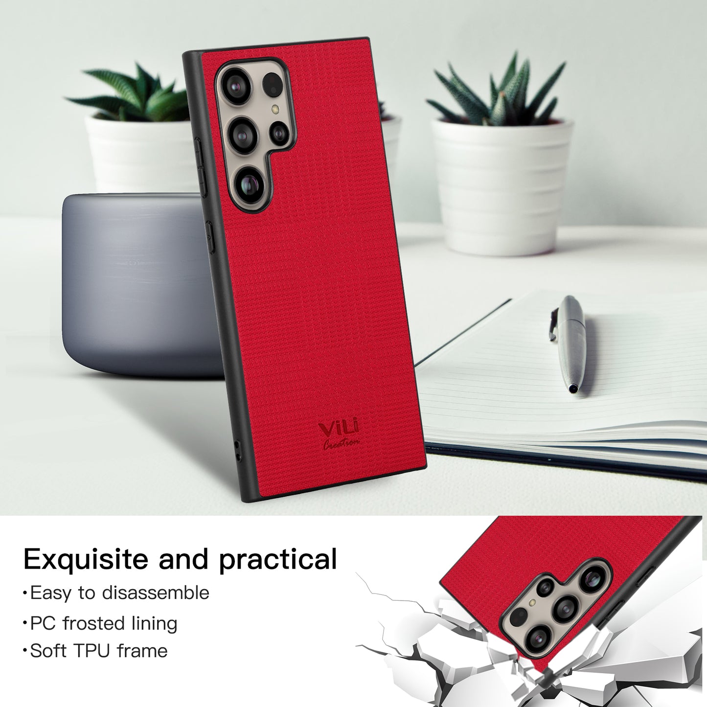 VILI TH Series for Samsung Galaxy S24 Ultra Shockproof Cover Protective Phone Case - Red