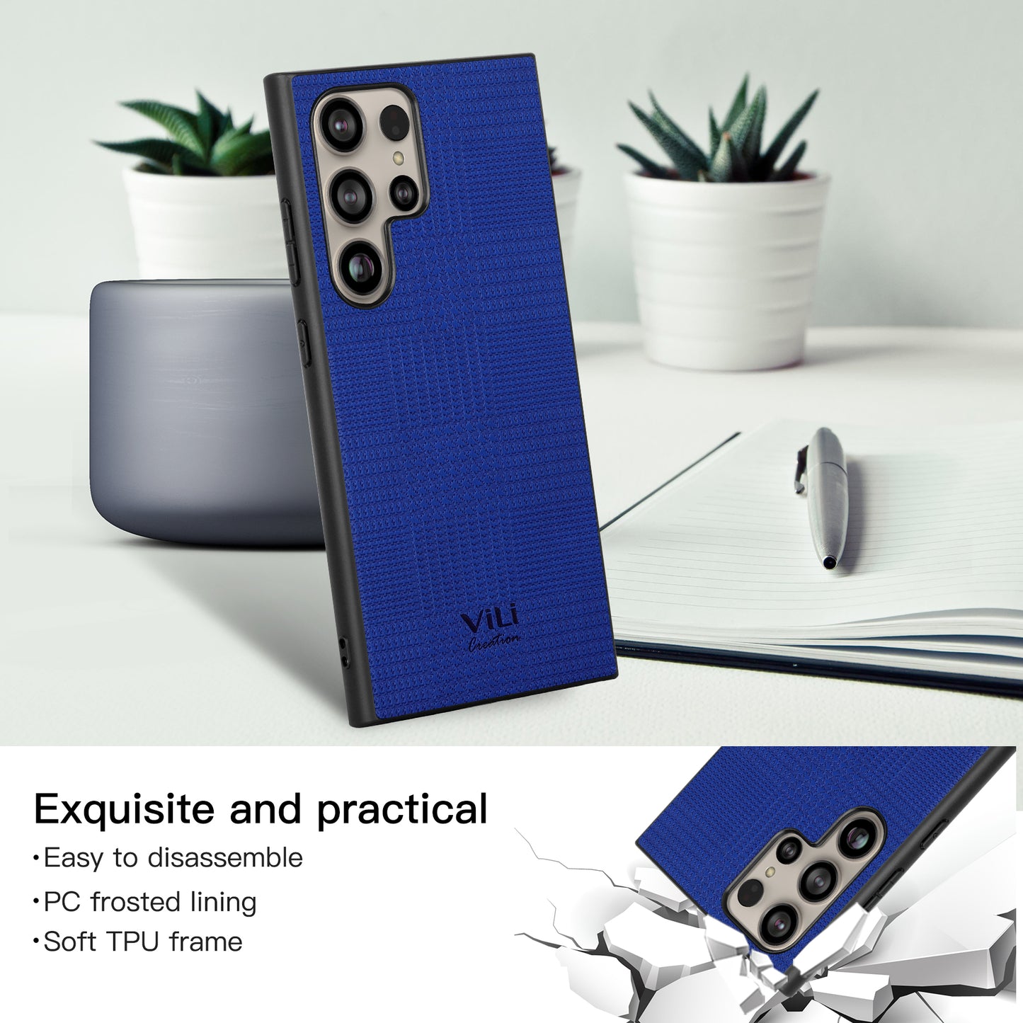 VILI TH Series for Samsung Galaxy S24 Ultra Shockproof Cover Protective Phone Case - Blue