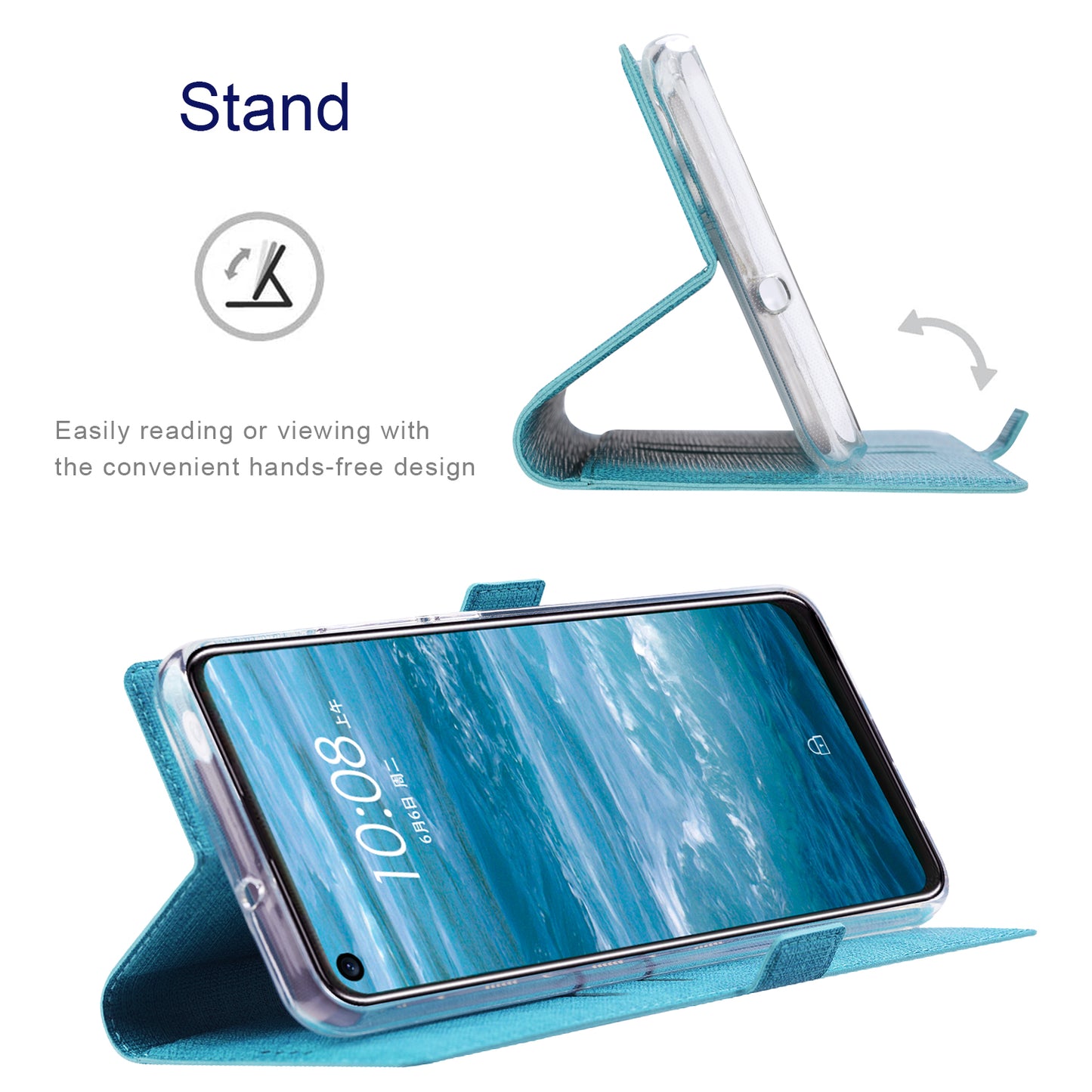 VILI DMK Series for Samsung Galaxy S24 Ultra Wallet Case PU Leather Folio Phone Cover - Blue