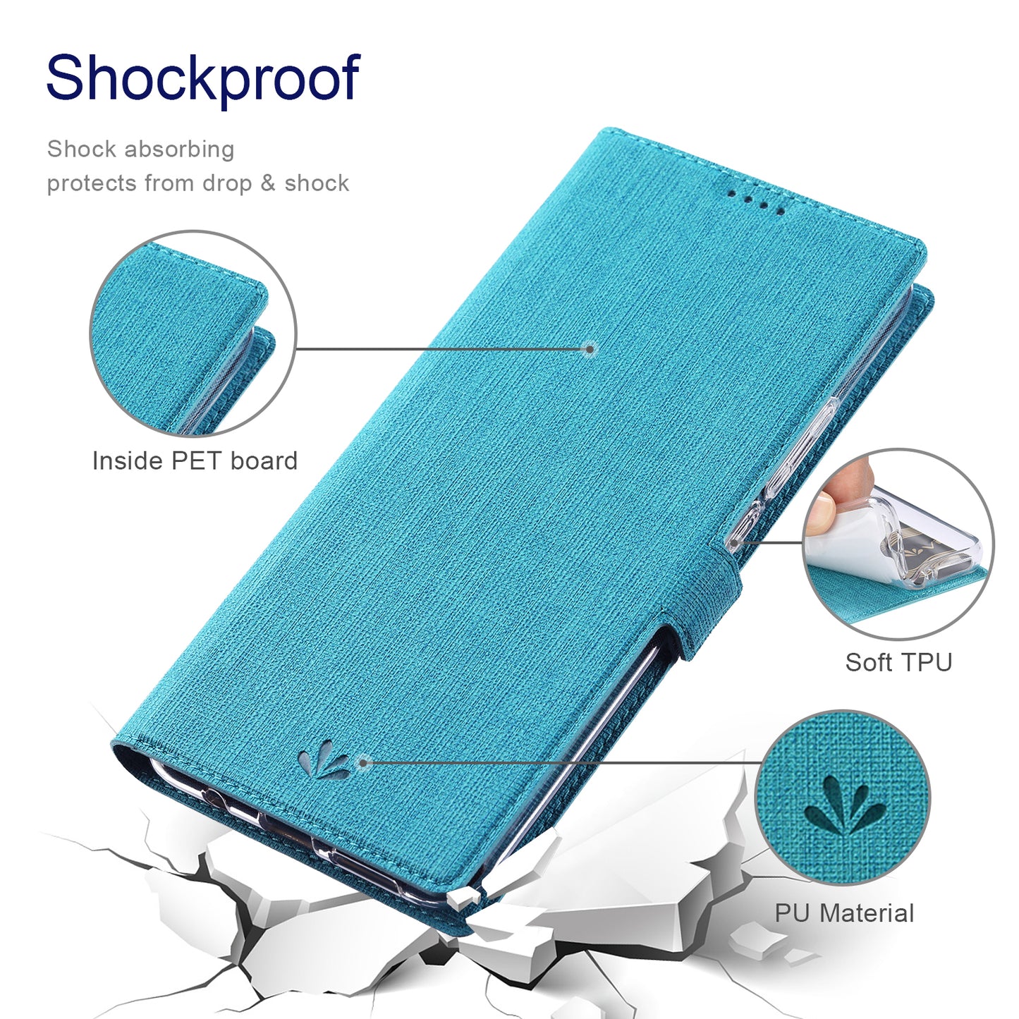 VILI DMK Series for Samsung Galaxy S24 Ultra Wallet Case PU Leather Folio Phone Cover - Blue