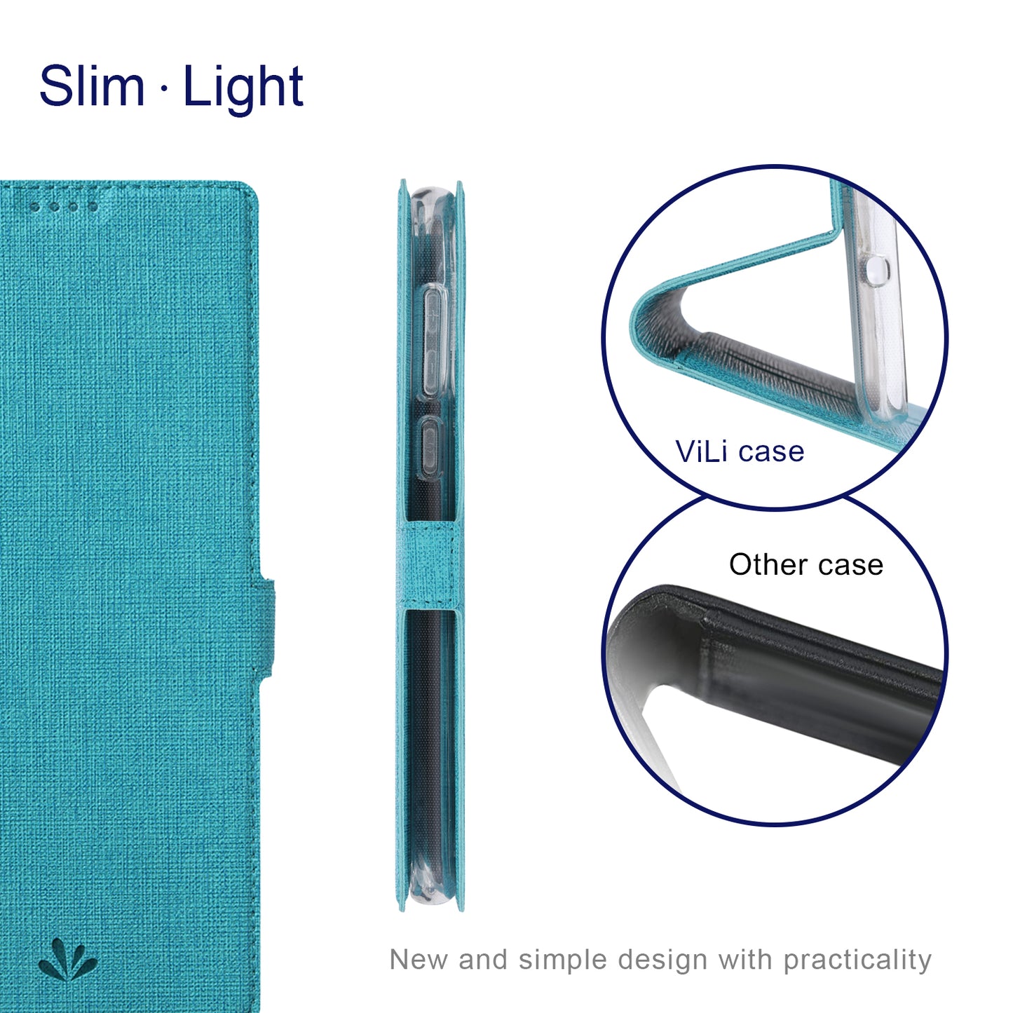 VILI DMK Series for Samsung Galaxy S24 Ultra Wallet Case PU Leather Folio Phone Cover - Blue