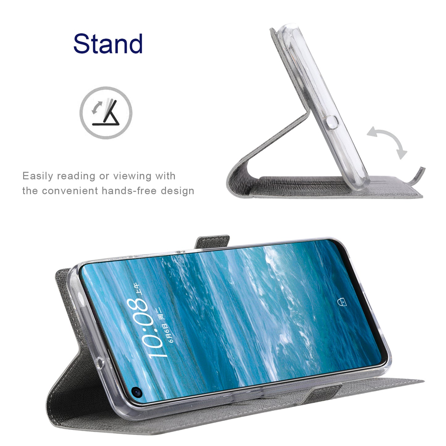 VILI DMK Series for Samsung Galaxy S24 Ultra Wallet Case PU Leather Folio Phone Cover - Grey