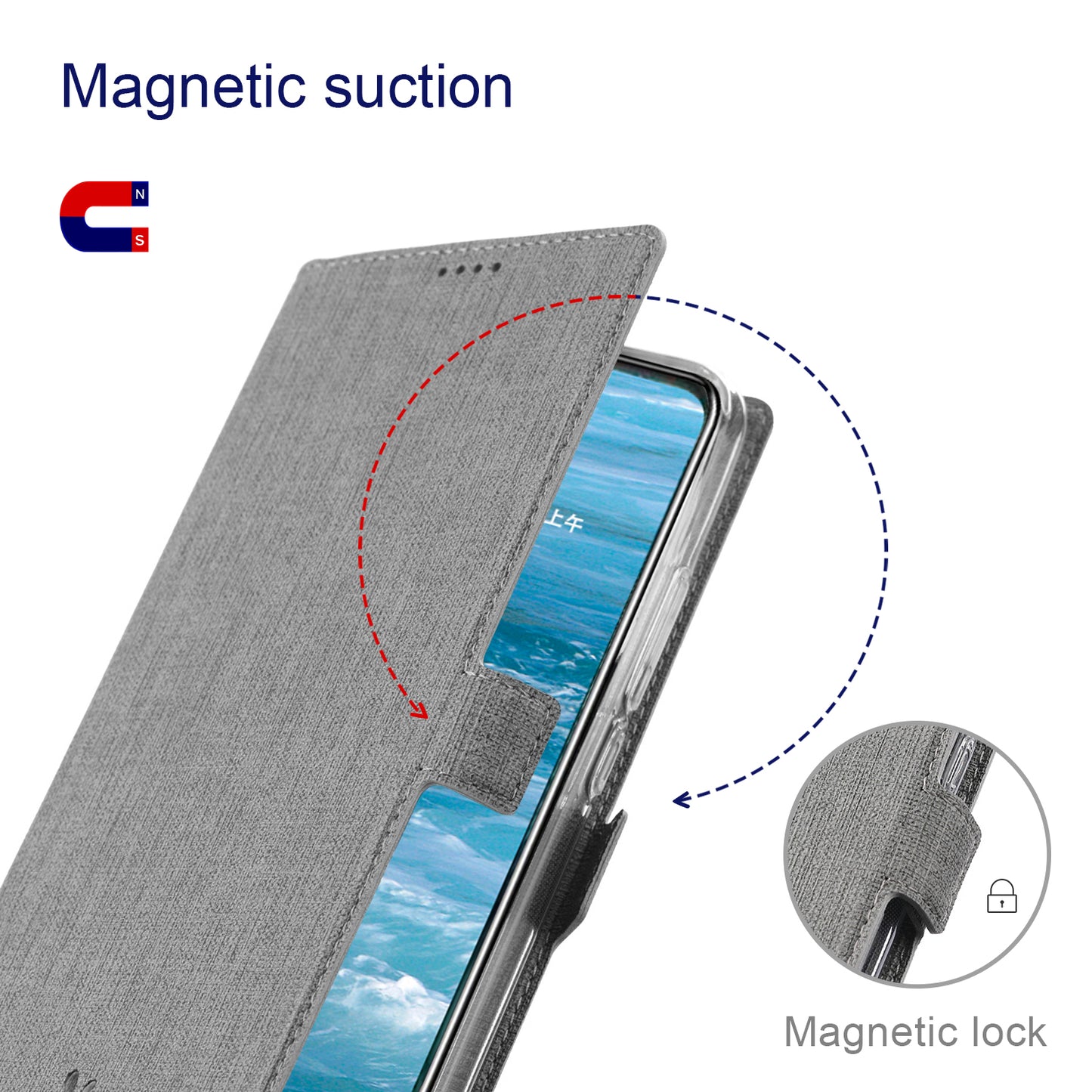 VILI DMK Series for Samsung Galaxy S24 Ultra Wallet Case PU Leather Folio Phone Cover - Grey