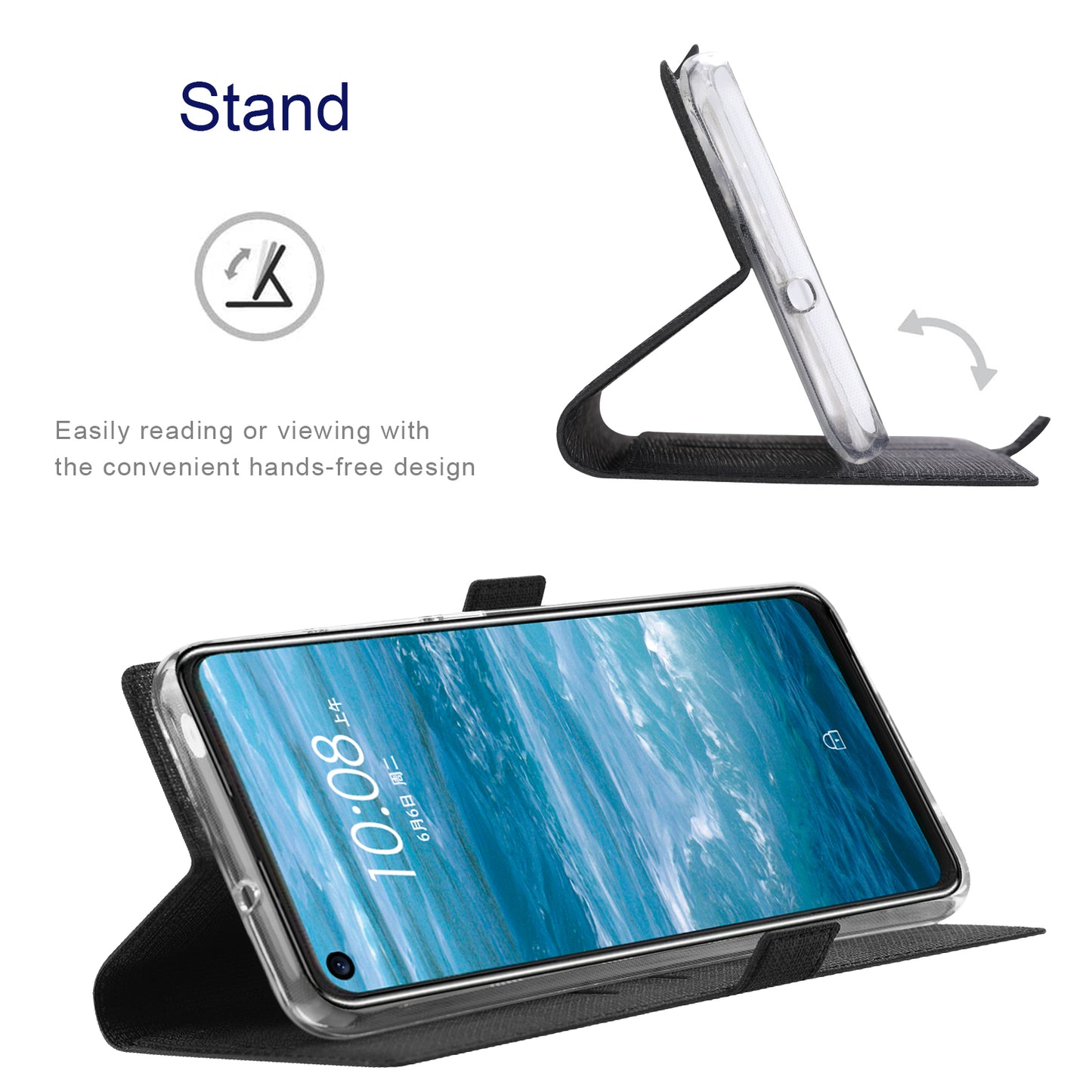 VILI DMK Series for Samsung Galaxy S24 Ultra Wallet Case PU Leather Folio Phone Cover - Black