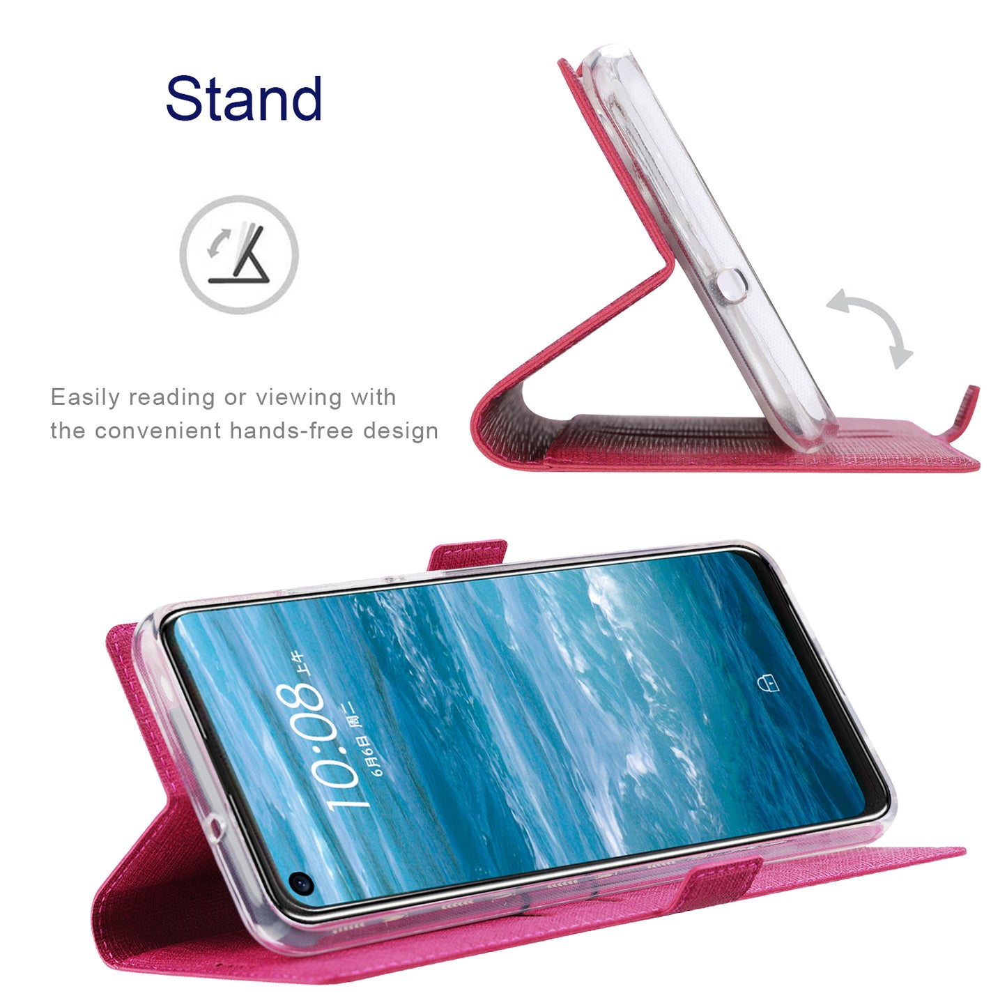 VILI DMK Series for Samsung Galaxy S24 Ultra Wallet Case PU Leather Folio Phone Cover - Rose