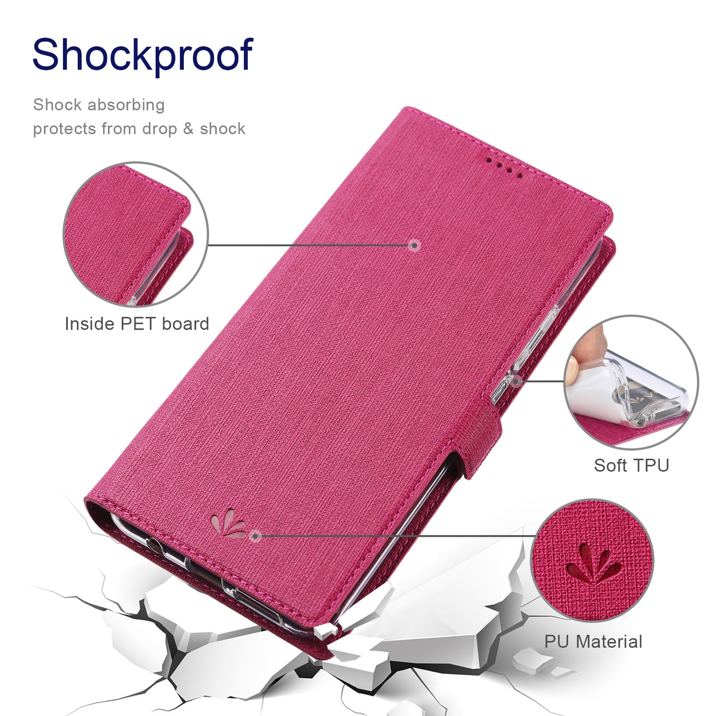 VILI DMK Series for Samsung Galaxy S24 Ultra Wallet Case PU Leather Folio Phone Cover - Rose