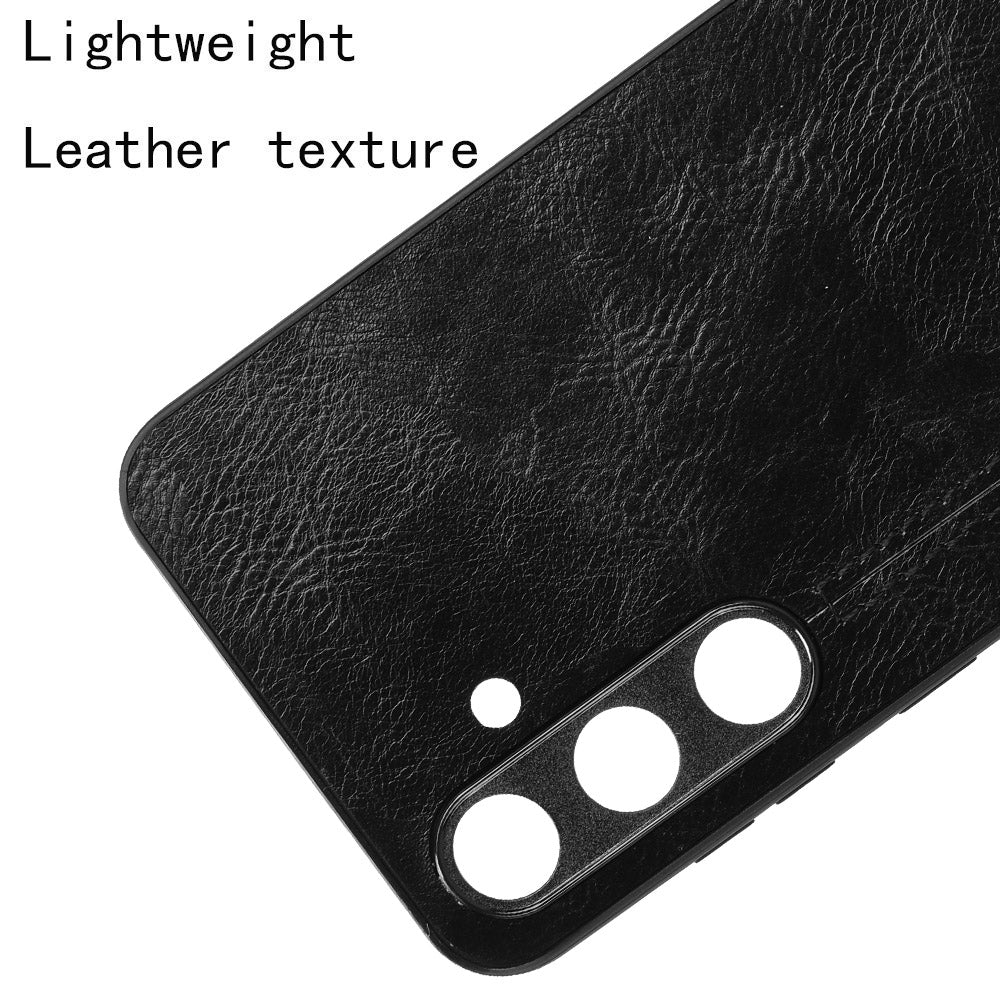 For Samsung Galaxy S24 Case Cowhide Texture Stitching Line Phone Protector - Black