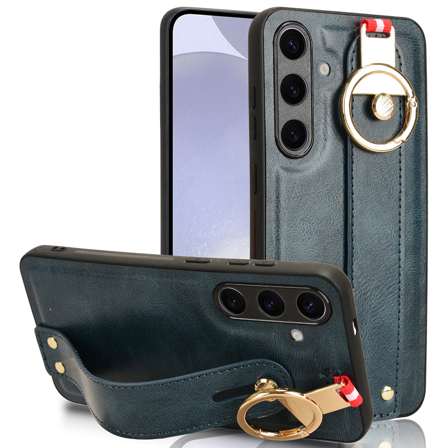 For Samsung Galaxy S24 Case PU Leather+PC+TPU Shockproof Bottle Opener Cover - Blue