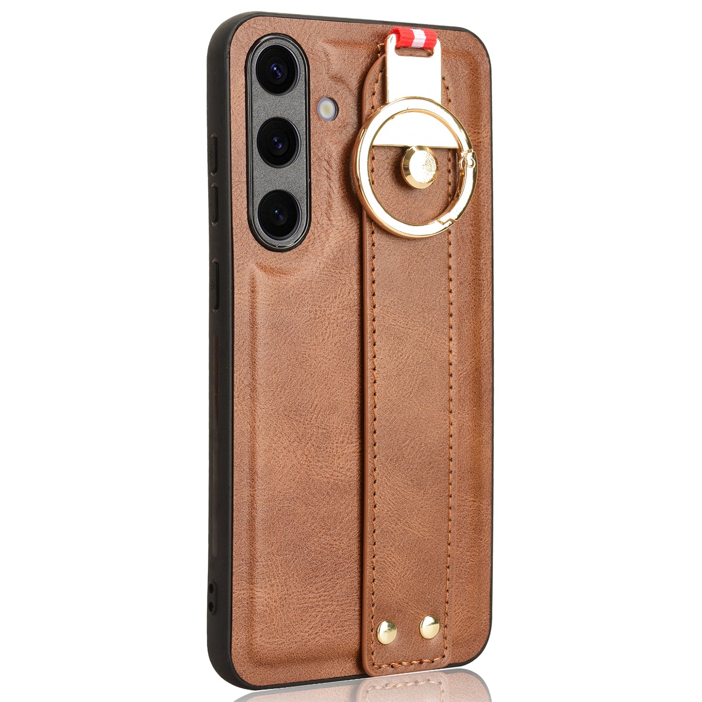 For Samsung Galaxy S24 Case PU Leather+PC+TPU Shockproof Bottle Opener Cover - Brown