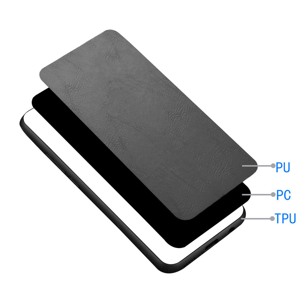 For Samsung Galaxy S24 Ultra Case PU Leather Coated PC+TPU Stitching Line Smart Phone Cover - Black