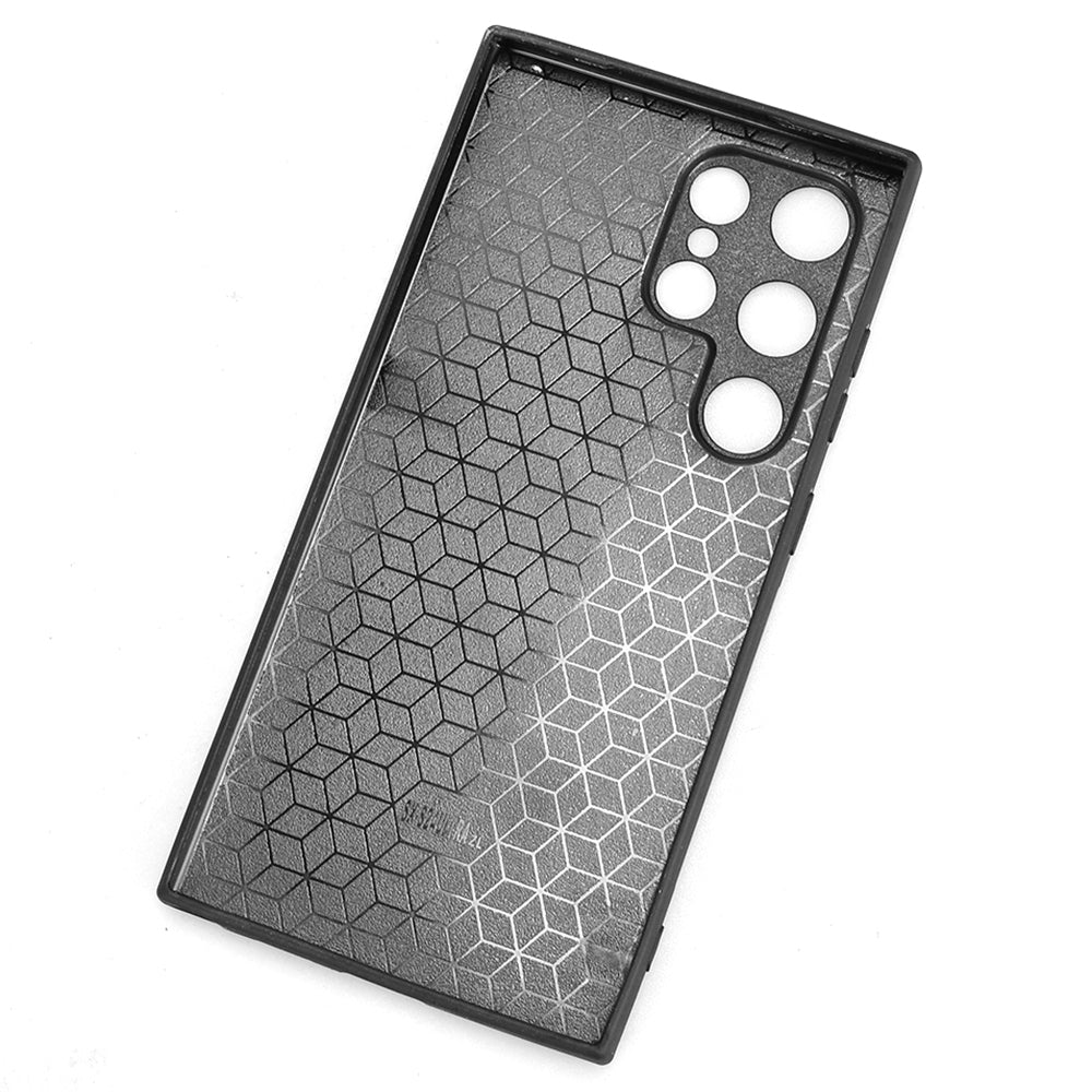 For Samsung Galaxy S24 Ultra Case PU Leather Coated PC+TPU Stitching Line Smart Phone Cover - Red