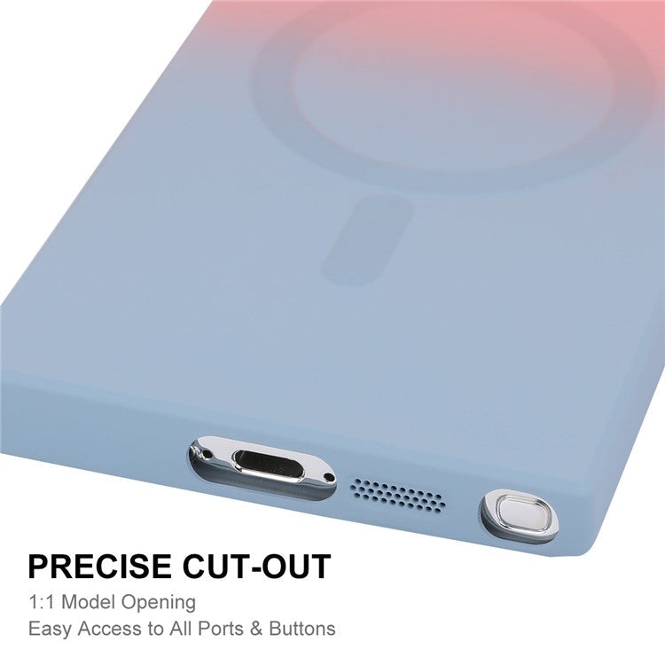 ENAKY HAT PRINCE For Samsung Galaxy S23 Ultra Magnetic Case Dual Color Silicone Cover - Pink+Rose