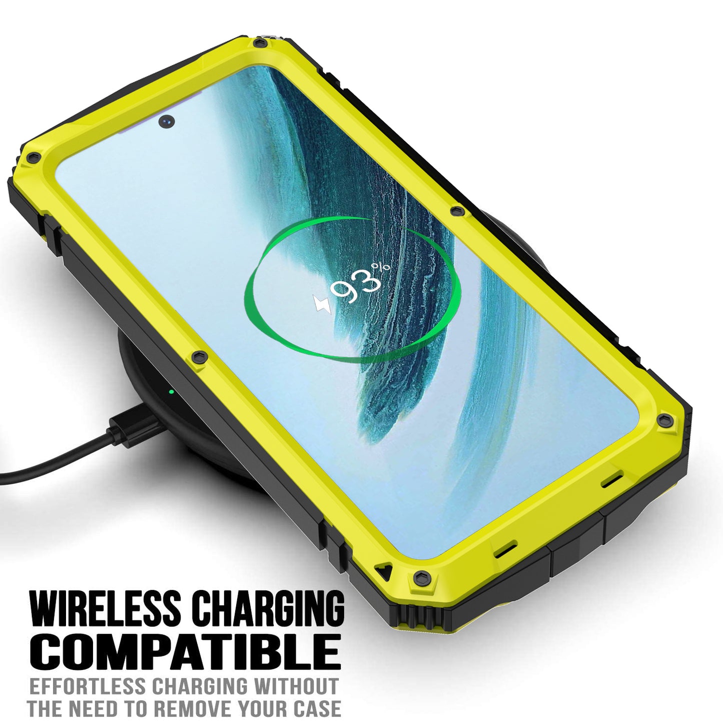 R-JUST For Samsung Galaxy S24+ Phone Case Kickstand Cover Built-in Tempered Glass Screen Protector - Yellow