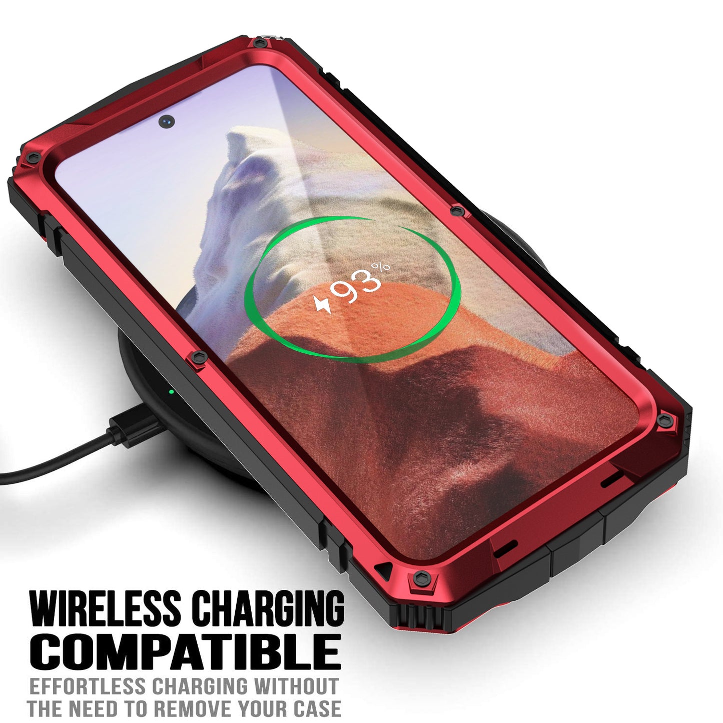 R-JUST For Samsung Galaxy S24 Kickstand Phone Case Shockproof Tough Armour PC+Silicone+Metal Cover - Red