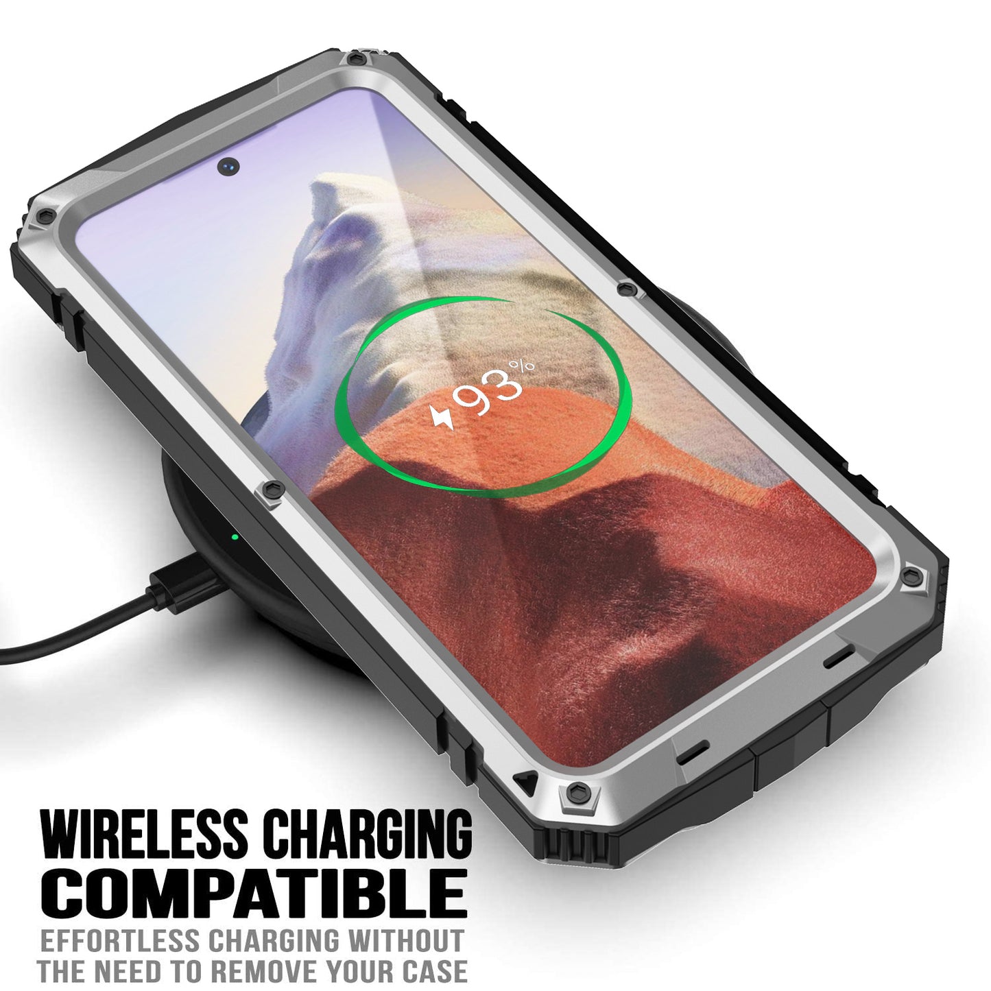 R-JUST For Samsung Galaxy S24 Kickstand Phone Case Shockproof Tough Armour PC+Silicone+Metal Cover - Silver