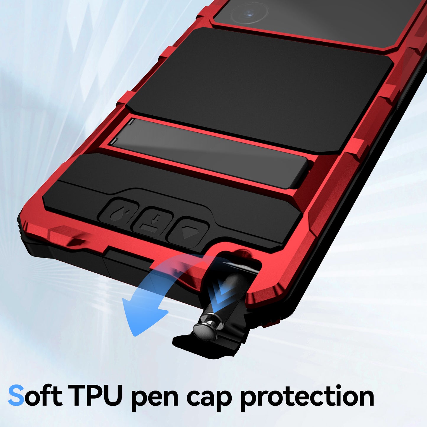 R-JUST For Samsung Galaxy S24 Ultra Shockproof Case Kickstand Drop-proof Cover Tempered Glass Film - Red