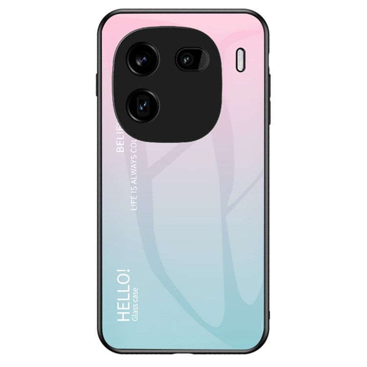 For vivo iQOO 12 Pro 5G Tempered Glass Case Gradient Color Phone Cover - Gradient Pink Blue