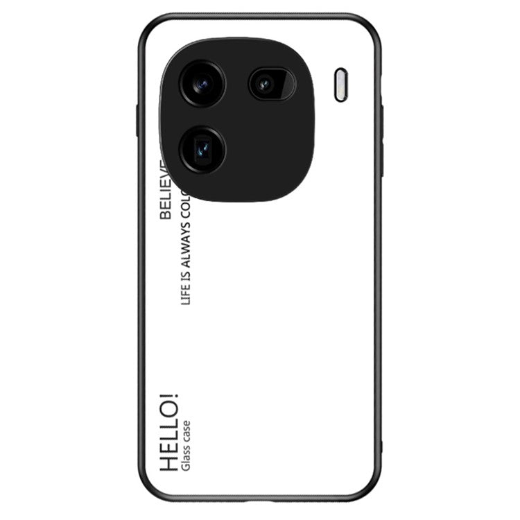 For vivo iQOO 12 Pro 5G Tempered Glass Case Gradient Color Phone Cover - White