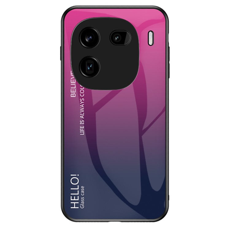 For vivo iQOO 12 Pro 5G Tempered Glass Case Gradient Color Phone Cover - Gradient Rose