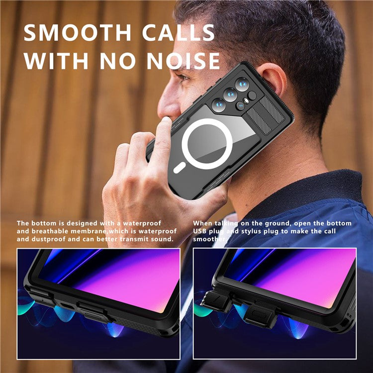 REDPEPPER IP68 Waterproof Case for Samsung Galaxy S24 Ultra Magnetic Clear Phone Cover - Black