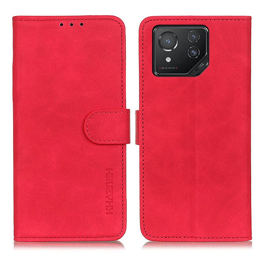 KHAZNEH For Asus ROG Phone 8 5G / Phone 8 Pro 5G Case Magnetic Retro Leather Wallet Phone Protector - Red