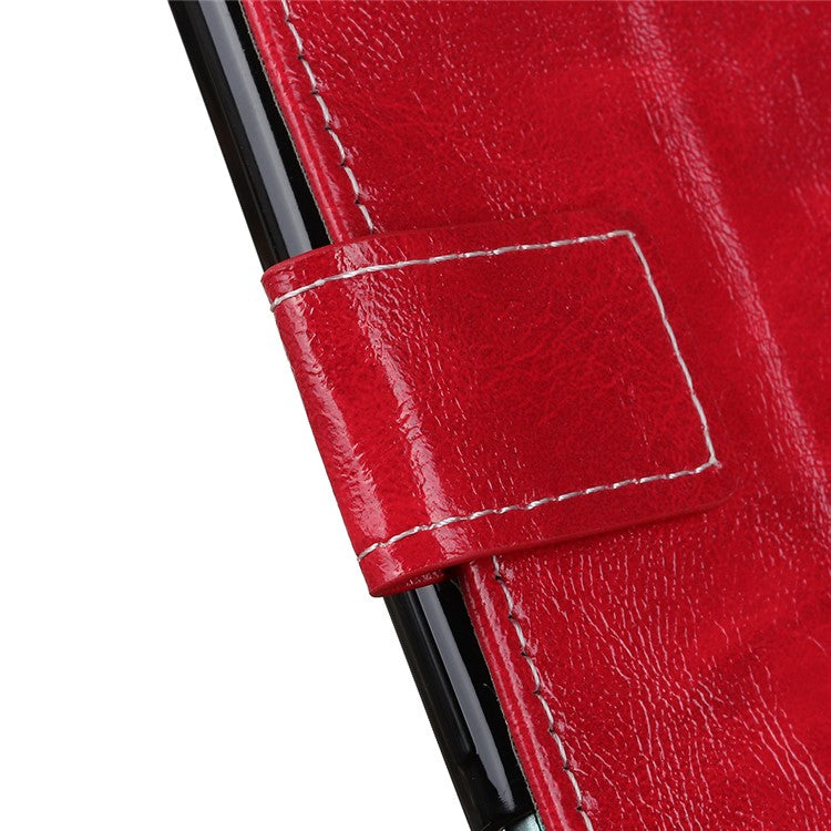 Vintage Case for Asus ROG Phone 8 5G / Phone 8 Pro 5G Shell Crazy Horse Texture Leather Stand Cover - Red