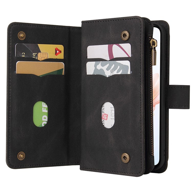 KT Multi-Functional Series-2 For Oppo A79 5G / A2 5G Case Skin-touch Card Holder Phone Cover - Black