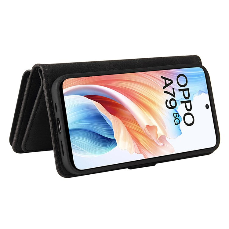 KT Multi-Functional Series-2 For Oppo A79 5G / A2 5G Case Skin-touch Card Holder Phone Cover - Black