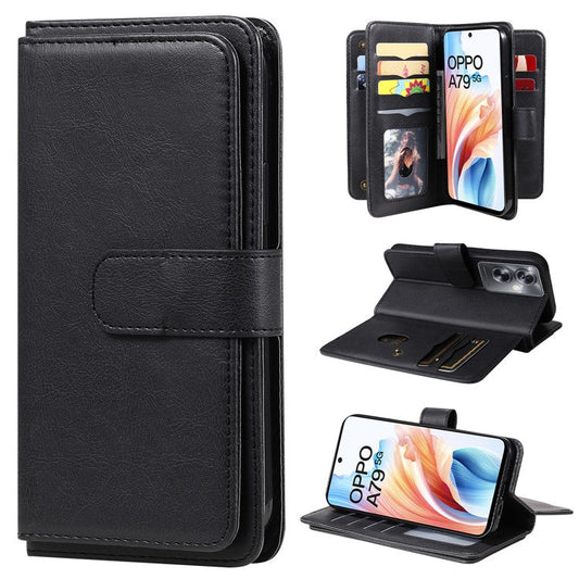 KT Multi-functional Series-1 For Oppo A79 5G / A2 5G Wallet Case Leather Stand Cover - Black