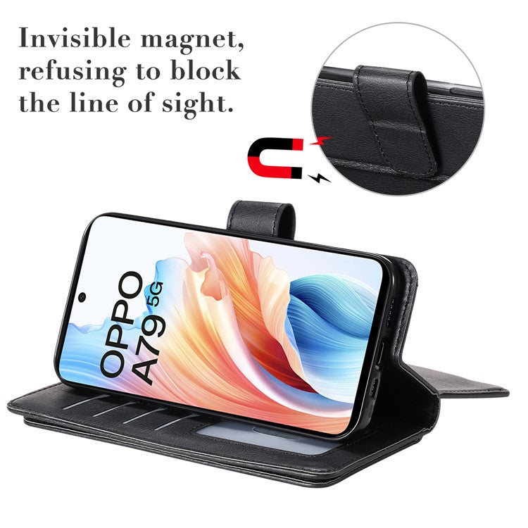 KT Multi-functional Series-1 For Oppo A79 5G / A2 5G Wallet Case Leather Stand Cover - Black