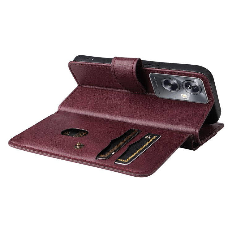 KT Multi-functional Series-1 For Oppo A79 5G / A2 5G Wallet Case Leather Stand Cover - Wine Red