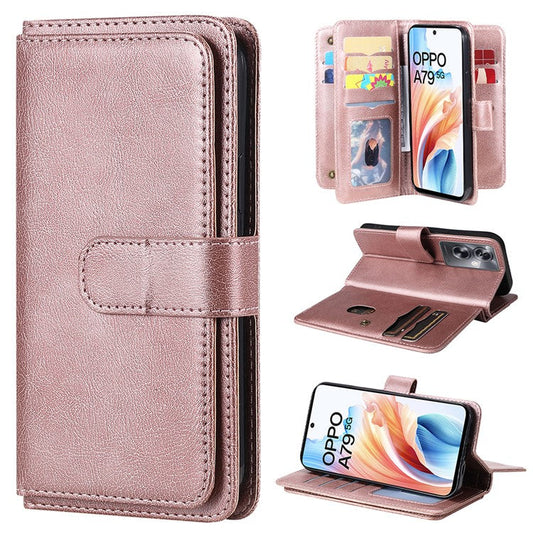 KT Multi-functional Series-1 For Oppo A79 5G / A2 5G Wallet Case Leather Stand Cover - Rose Gold