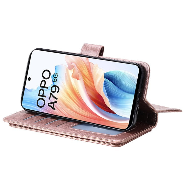 KT Multi-functional Series-1 For Oppo A79 5G / A2 5G Wallet Case Leather Stand Cover - Rose Gold