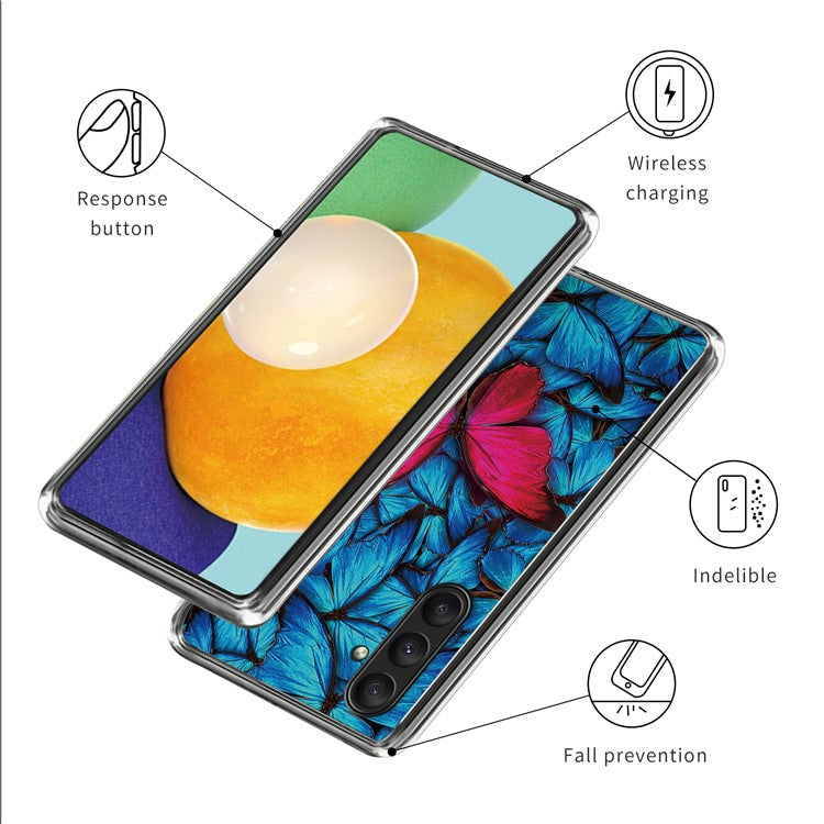 For Samsung Galaxy A25 5G (Global) (161.0 x 76.5 x 8.3mm) TPU Case with Pattern Printing - Red Butterfly