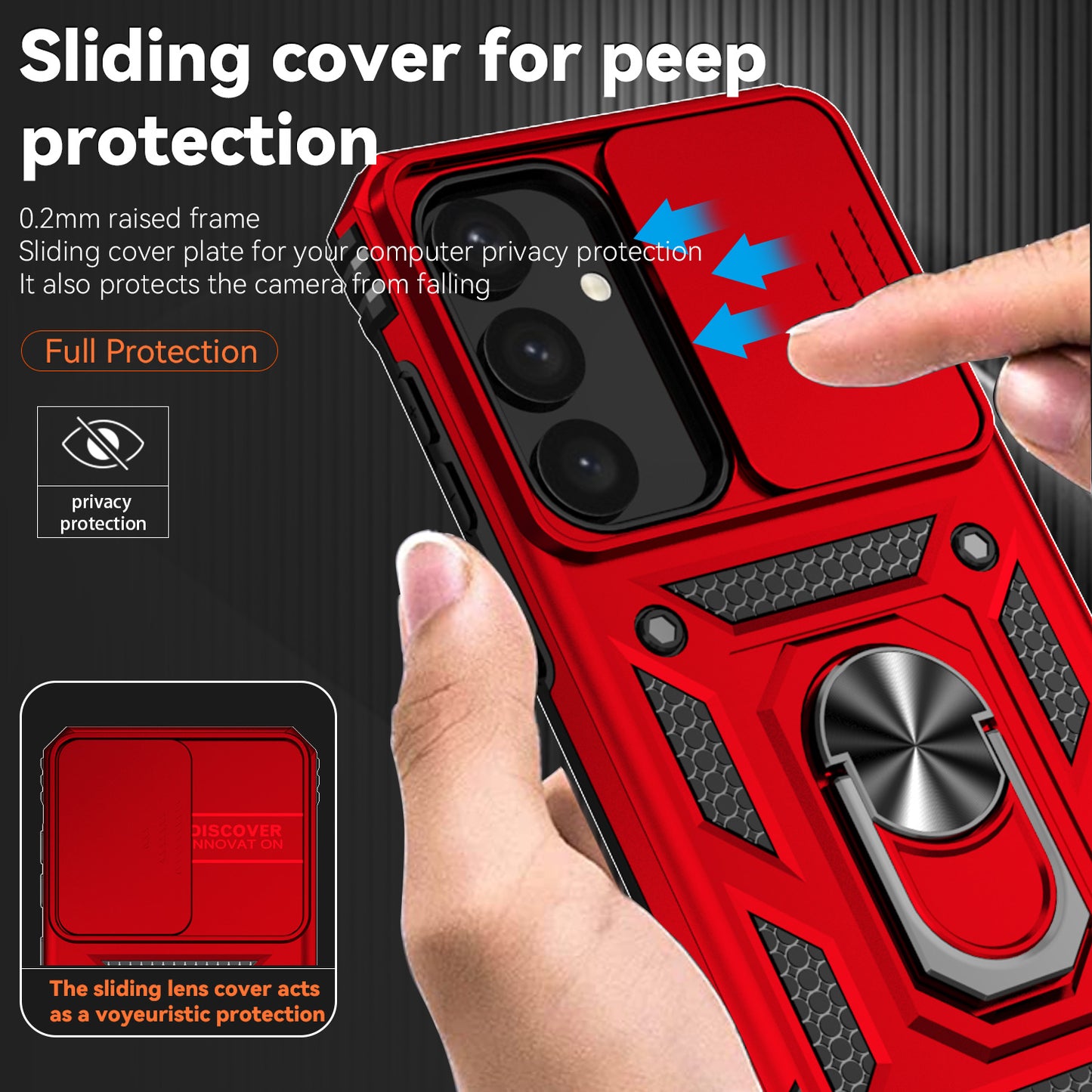 For Samsung Galaxy S24+ Armour Phone Case Camera Protection Kickstand Cover - Red