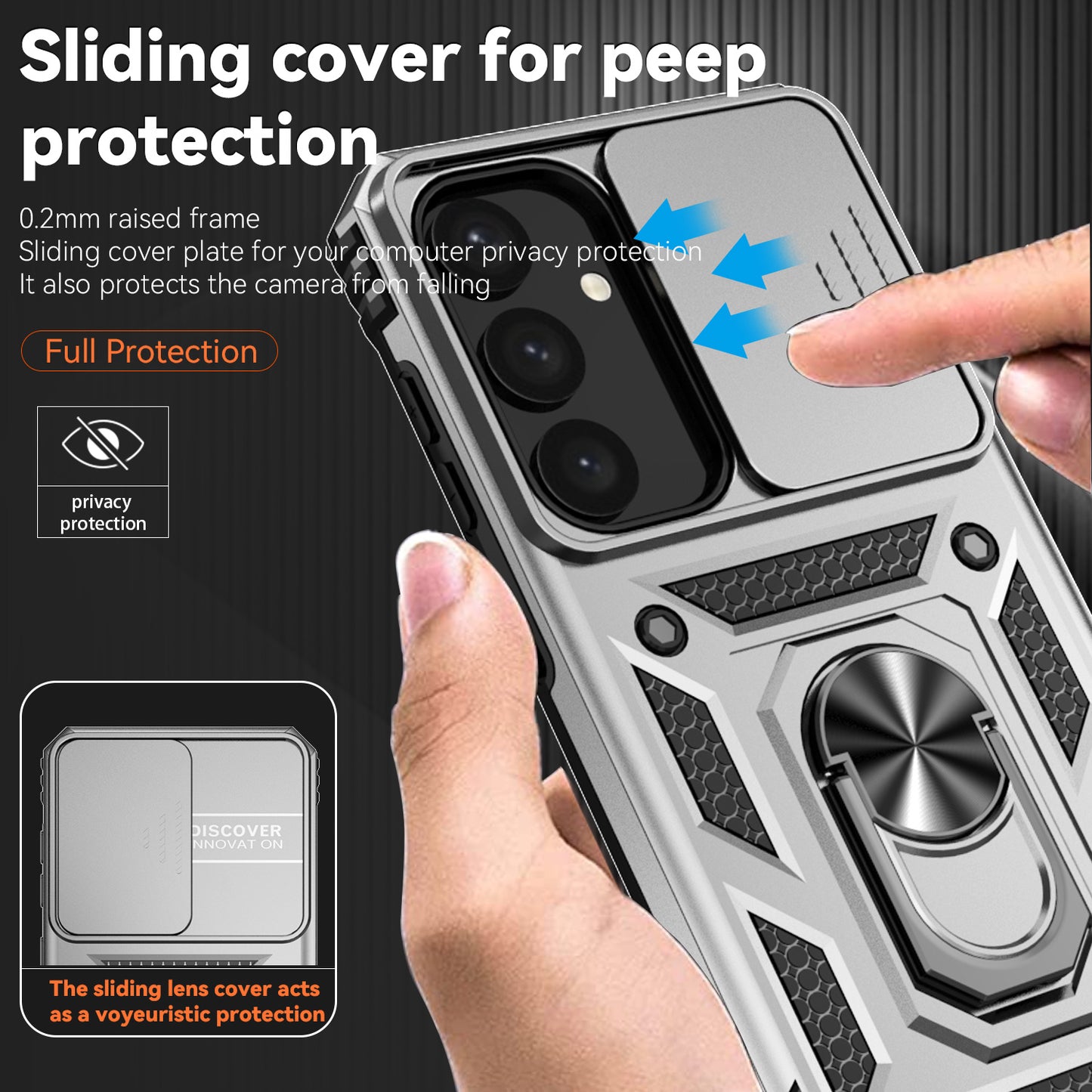 For Samsung Galaxy S24+ Armour Phone Case Camera Protection Kickstand Cover - Silver