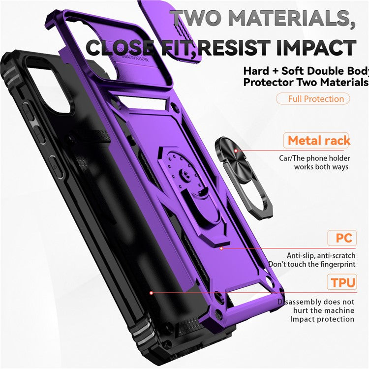 For Samsung Galaxy A05 4G Camera Protection Case PC+TPU Military Grade Phone Cover - Purple