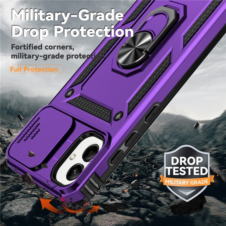 For Samsung Galaxy A05 4G Camera Protection Case PC+TPU Military Grade Phone Cover - Purple