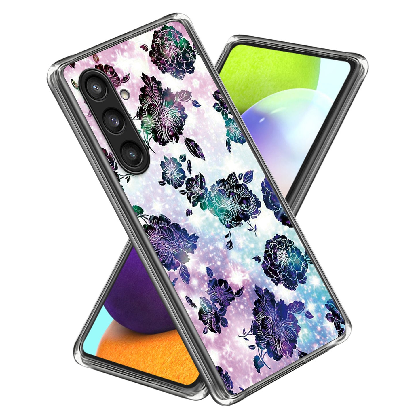For Samsung Galaxy S24 Case Pattern Flexible TPU Phone Back Cover Shell - Purple Flowers